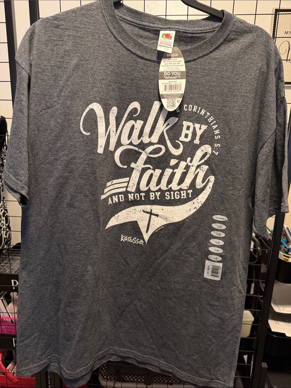 Walk By Faith Short-Sleeve Graphic Tee — Charcoal